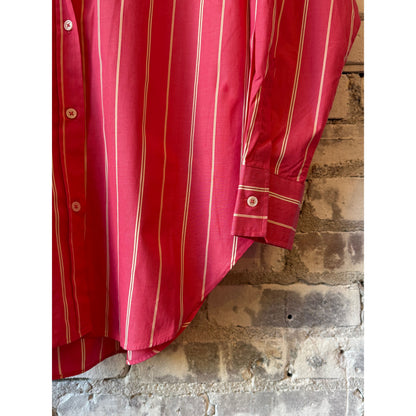 LMND Mara Striped Oversized Long Sleeve Shirt - Watermelon/Salsa/Orange/Natural Dark Red