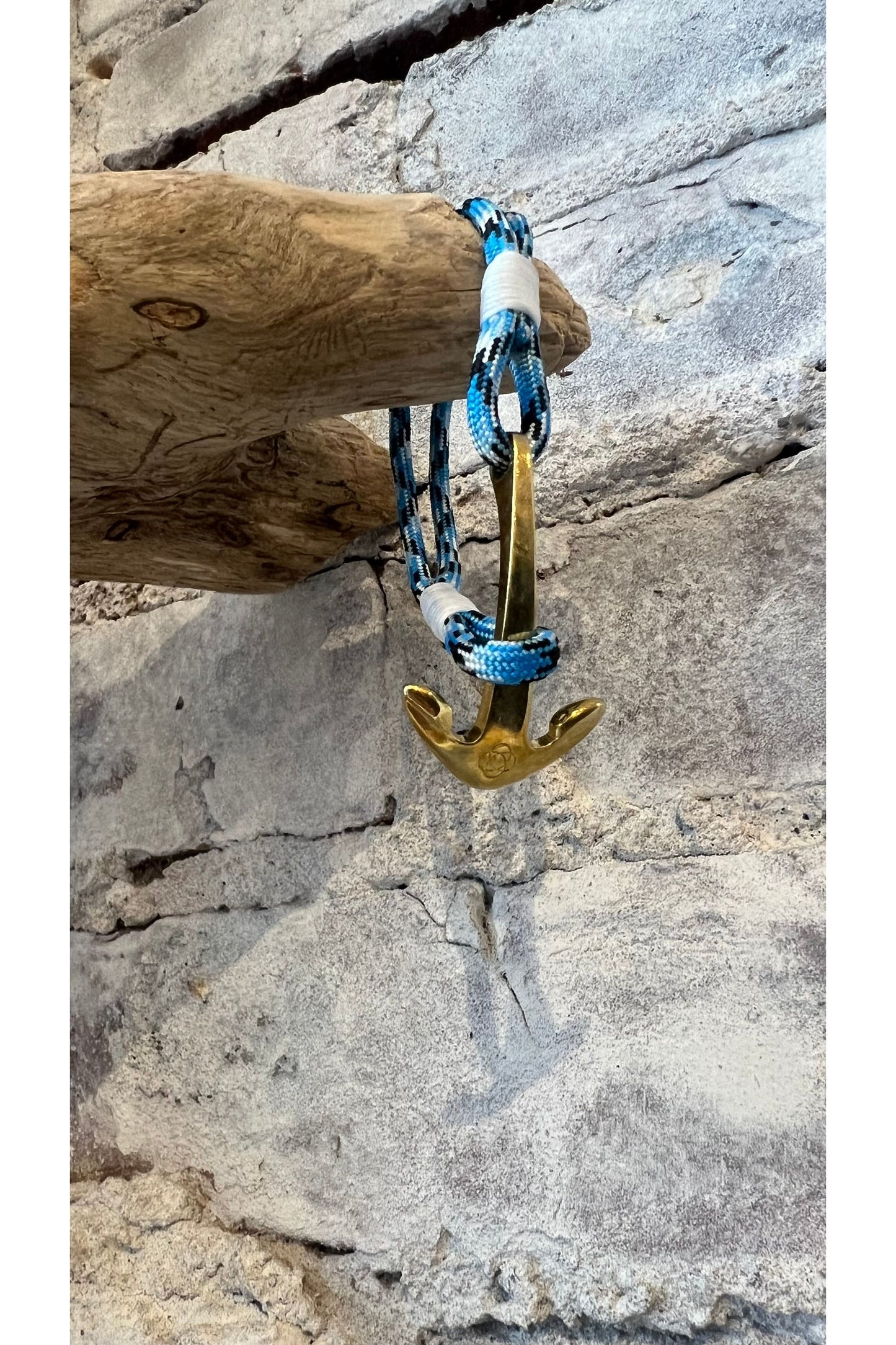 Blue Ice Nautical Brass Anchor Bracelet - DUNE + SALT