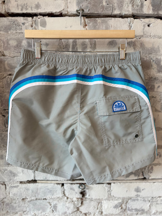 Sundek Iconic Taffeta Elastic Waist Boardshort - Silver Dark Gray