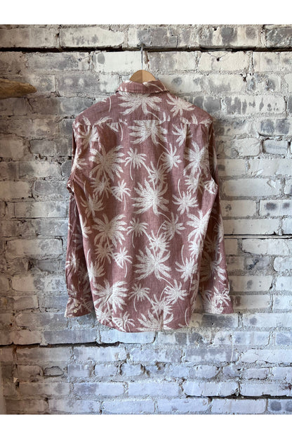 Paul Palm Tree Print Cotton Shirt - Rust - DUNE + SALT