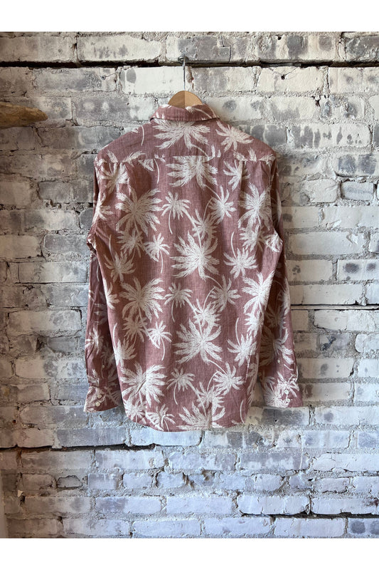 Paul Palm Tree Print Cotton Shirt - Rust - DUNE + SALT
