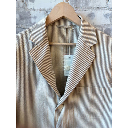 Men's Jules Woven Jacket by Hartford Men's in khaki and cream, featuring a stylish woven design and casual fit.
