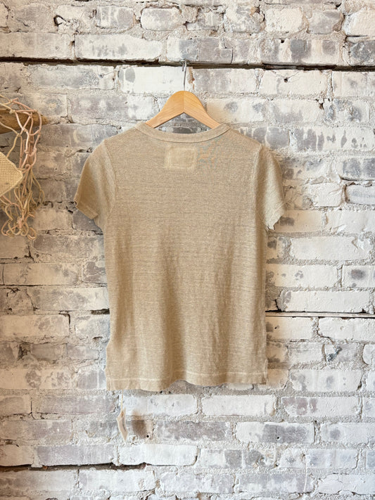 Hemp Pique SS Crew - Sand Khaki - DUNE + SALT