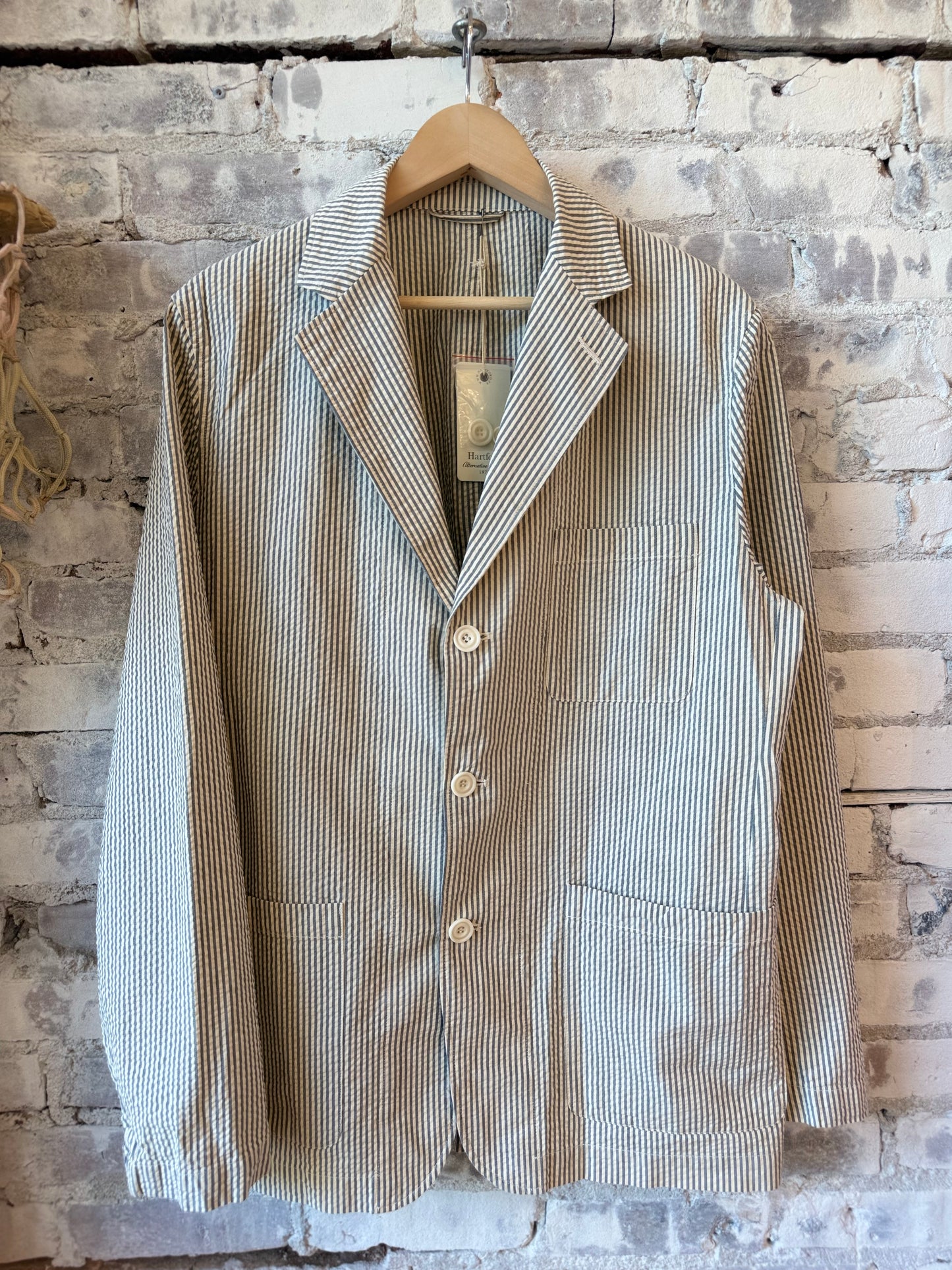 Jules Woven Jacket - Blue & Cream
