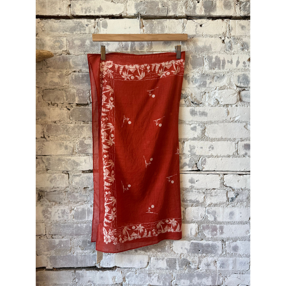Hartford Women's Bandana Surfer Woven Scarf - Red Gray