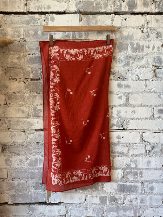 Hartford Women's Bandana Surfer Woven Scarf - Red Gray