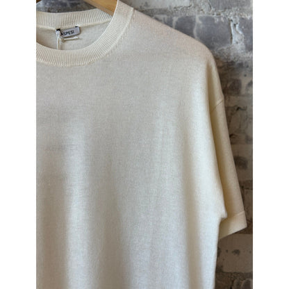 Silk/Cotton/Cashmere Knitted T-Shirt - White - DUNE + SALT
