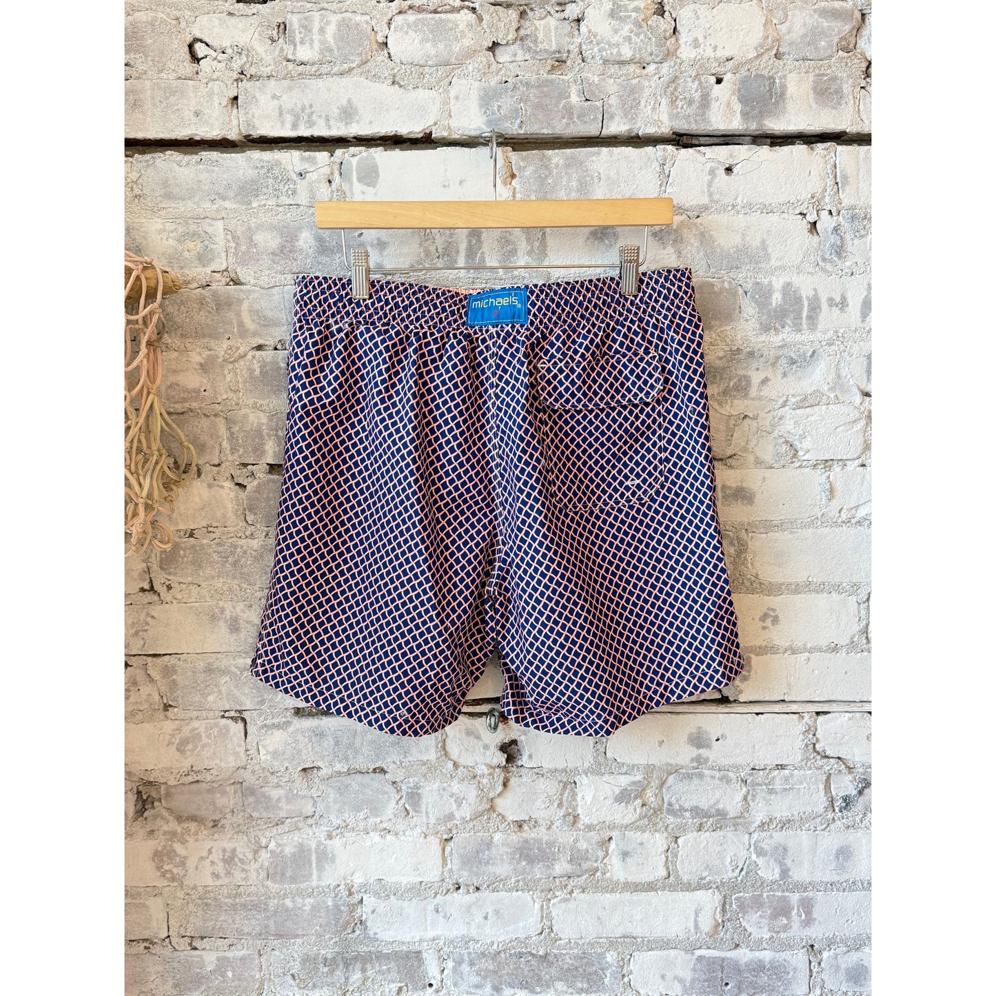 Men's Cyclist Liner Swim Trunks - Nautical Mesh Navy/Orange - DUNE + SALT