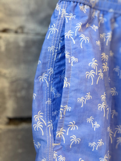 "Palms" Nylon Woven Swimshort - Sky Blue