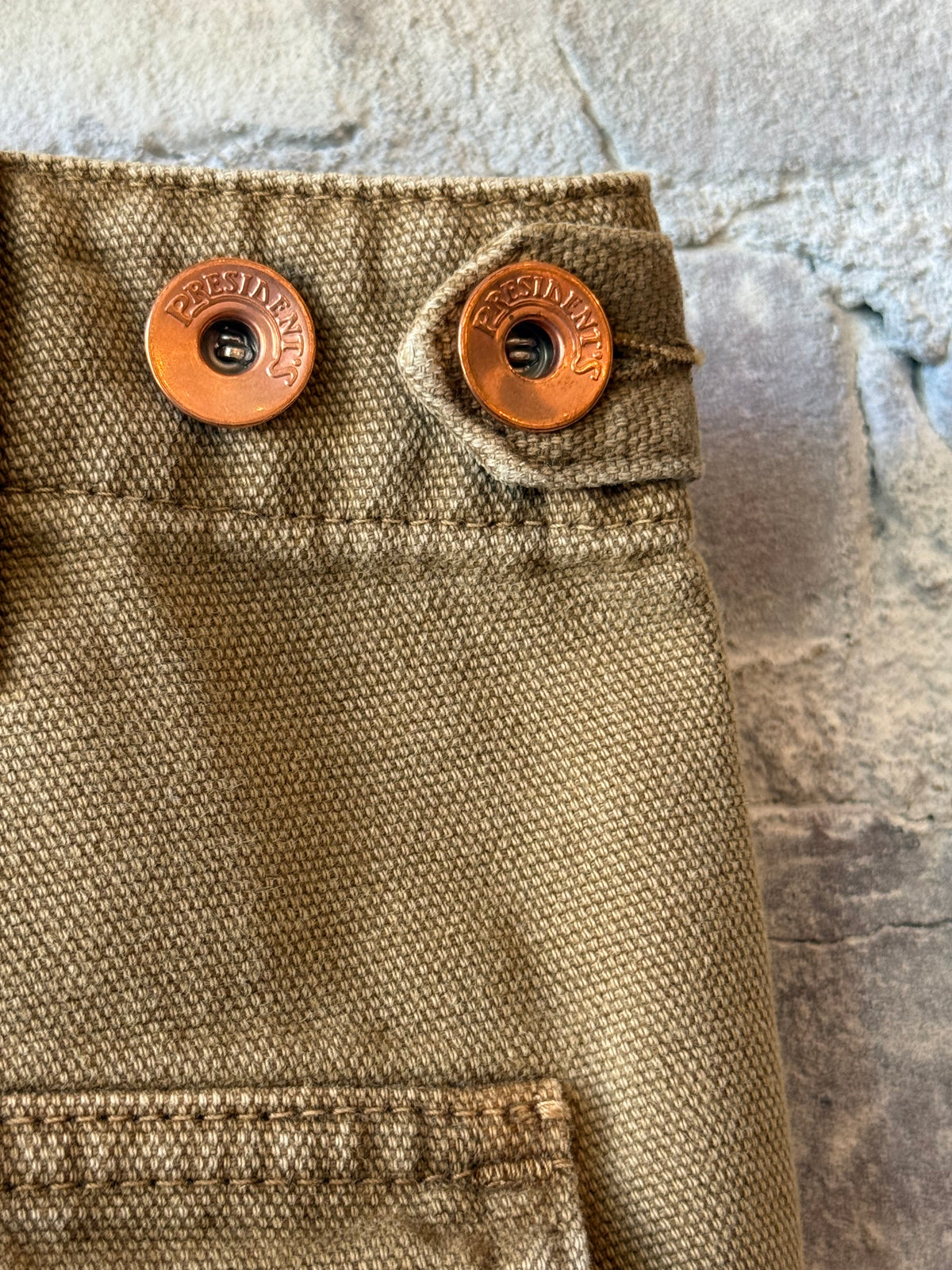 Presidents Miner Fatigue Canvas Pants in khaki, durable work pants with a relaxed fit and multiple pockets.