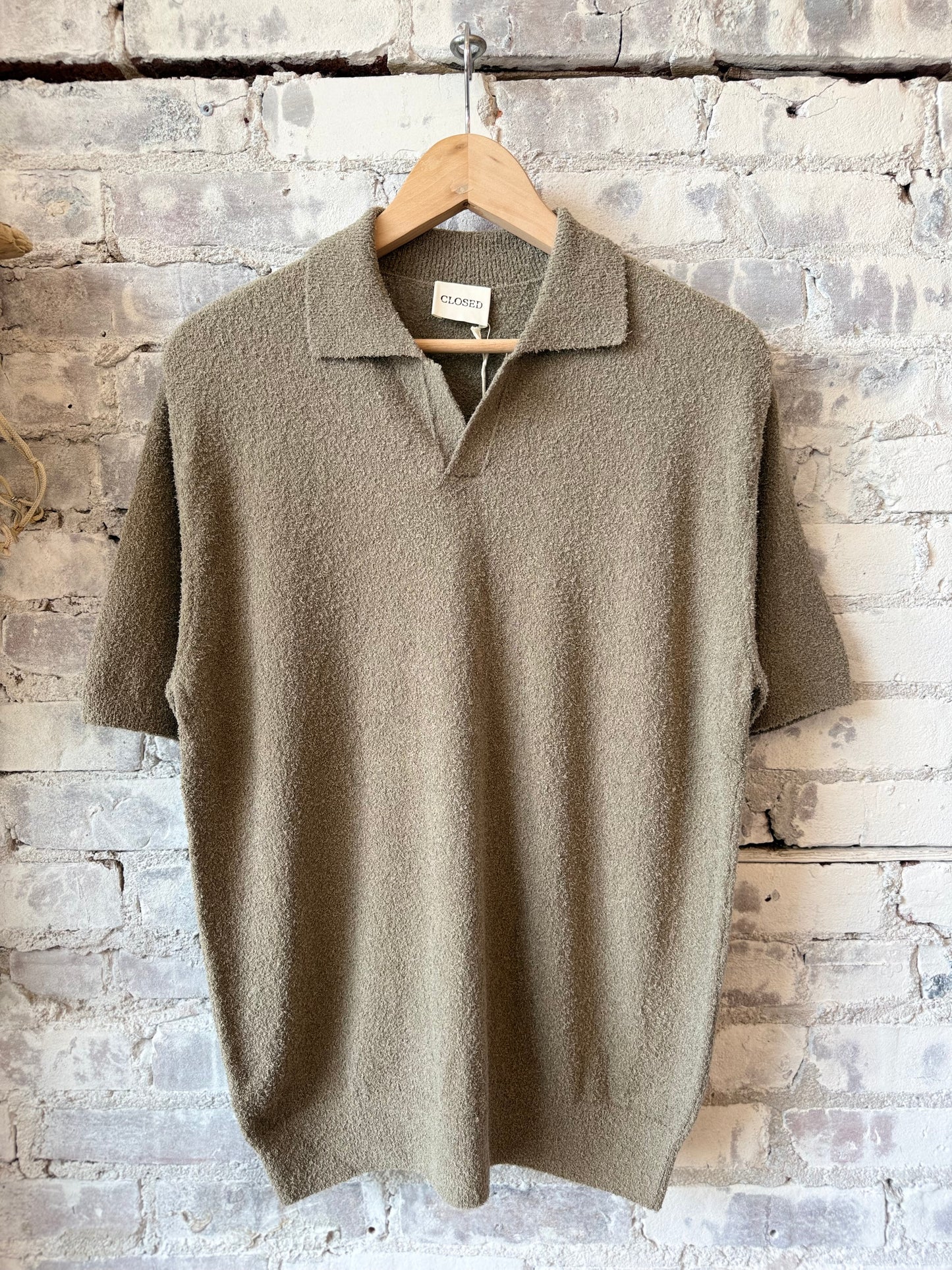 Cotton Knit Polo – Pebble Green