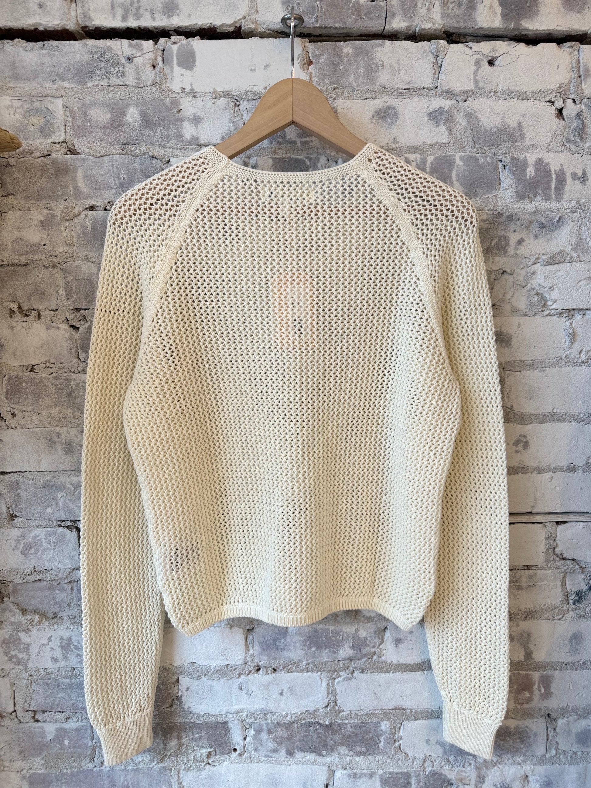 1960s Crochet Cotton Raglan Sweater - - DUNE + SALT