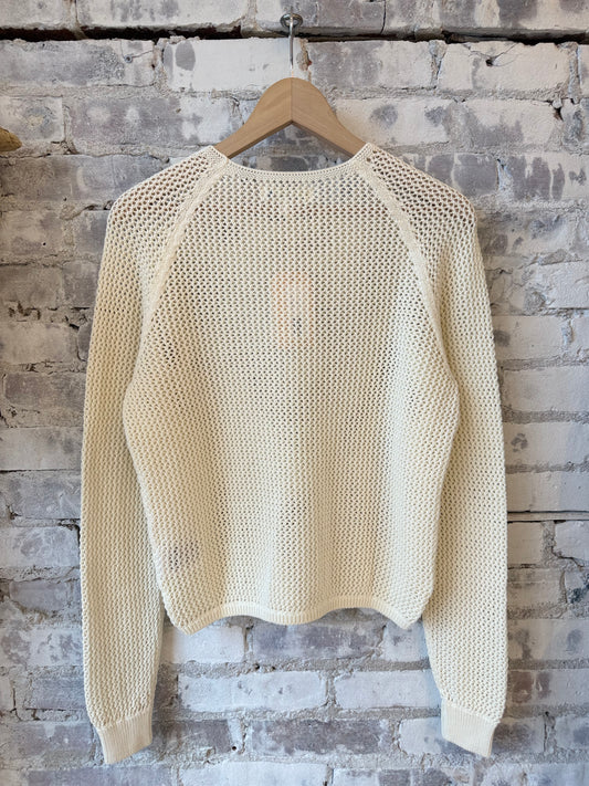 1960s Crochet Cotton Raglan Sweater - - DUNE + SALT