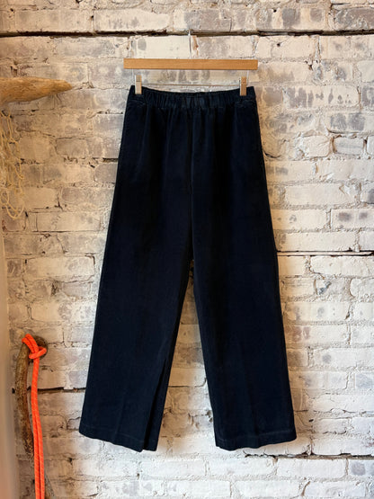 Wide Corduroy Trousers - Navy