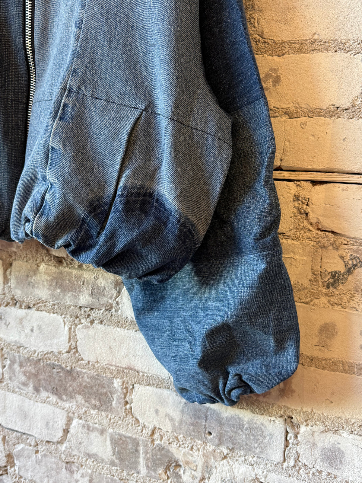 Namai Shira Denim Puffer Bomber Jacket - Assorted Washes Light Gray