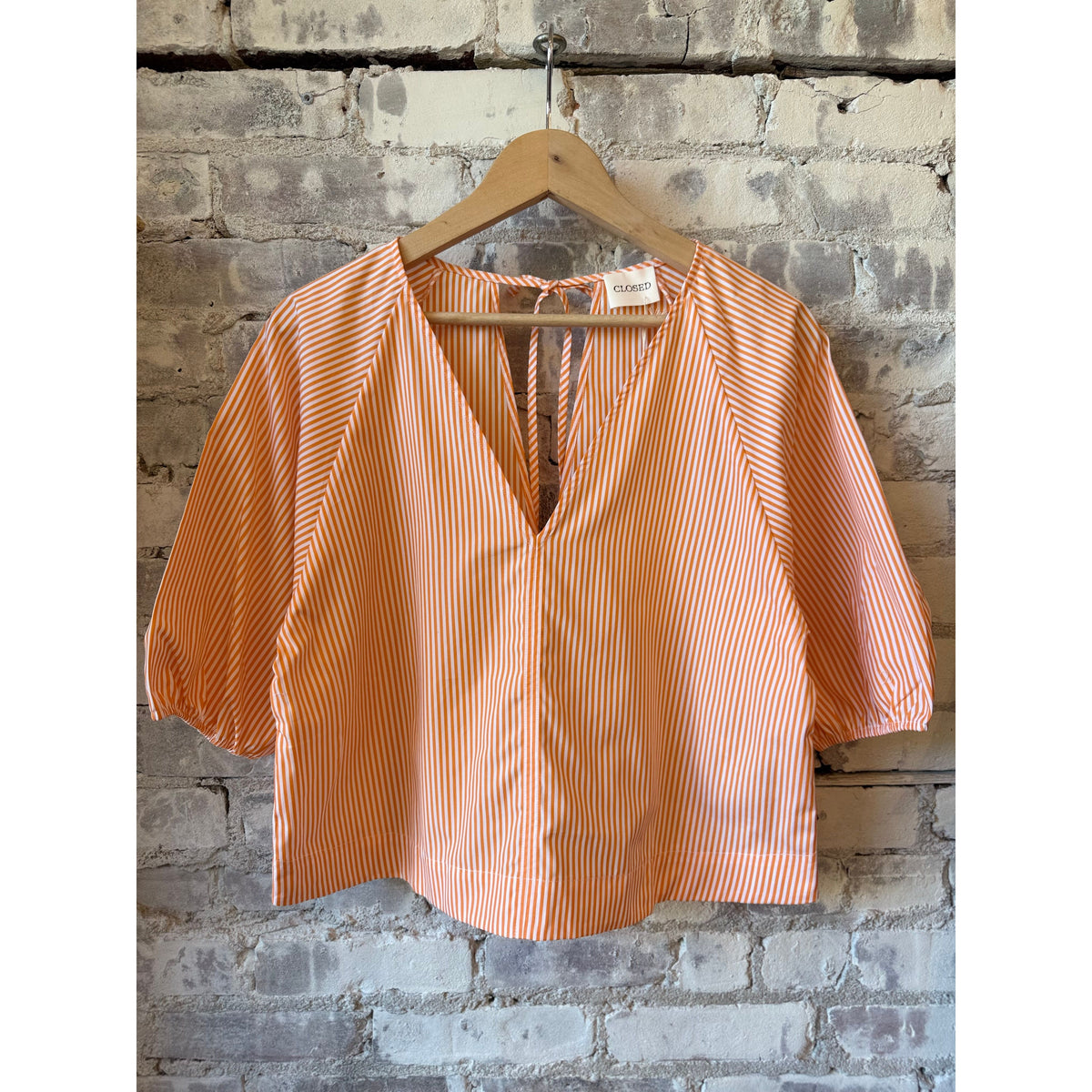 Closed Women's V-Neck Poplin Blouse – Spice Orange Light Pink