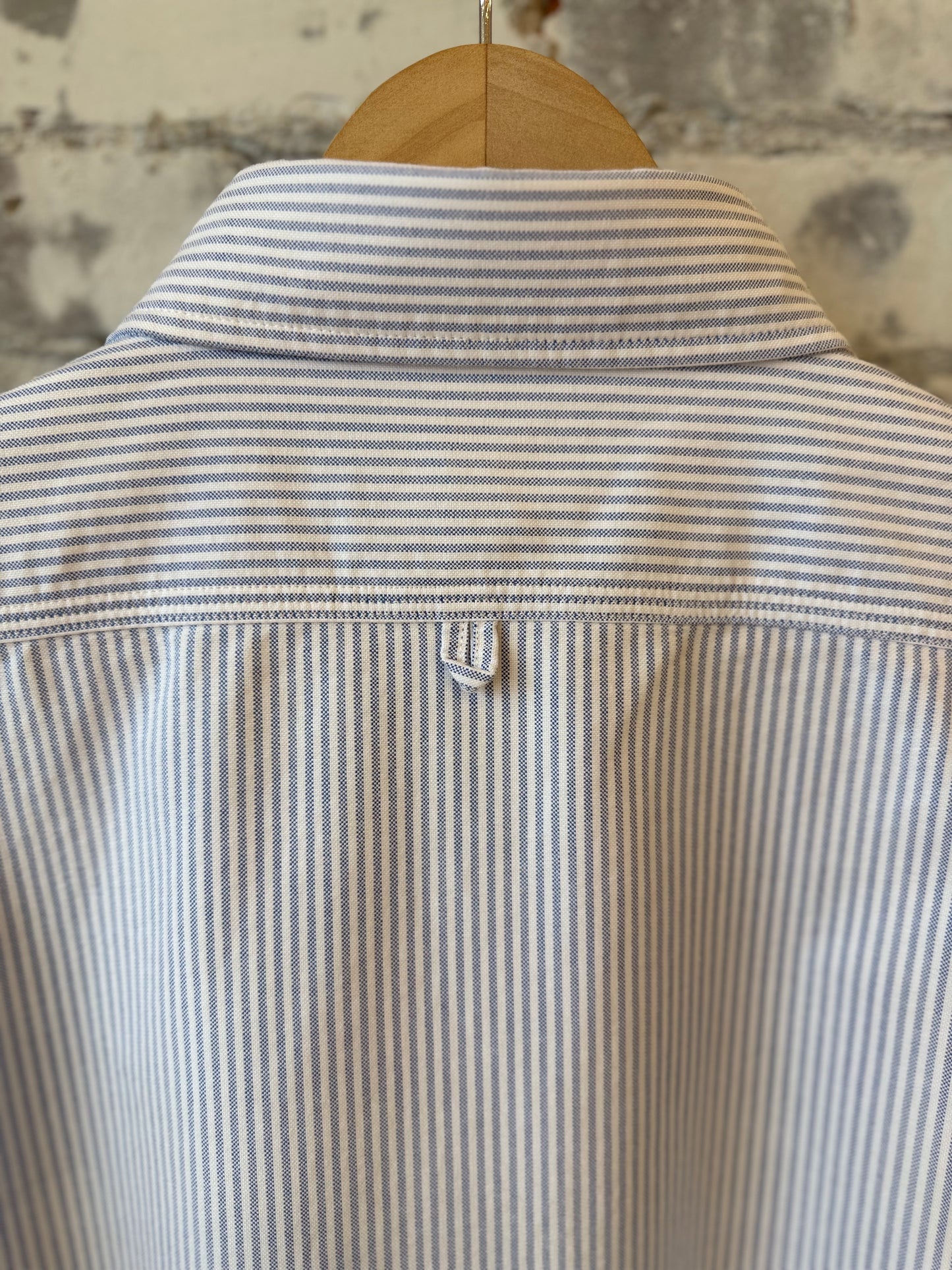 P's Striped Ripped Oxford Shirt - White/Blue Stone Wash - DUNE + SALT