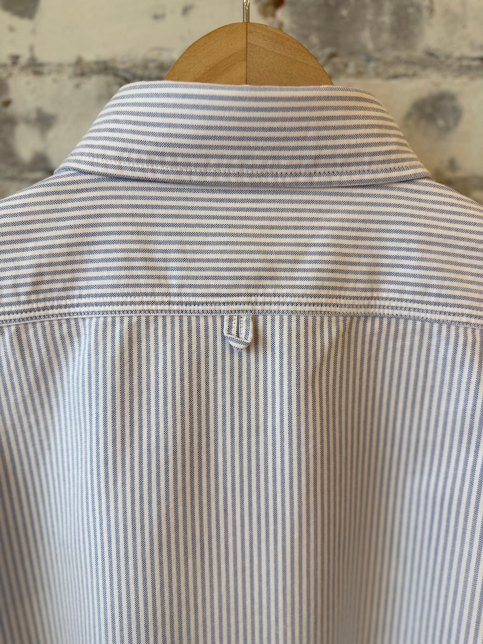 P's Striped Ripped Oxford Shirt - White/Blue Stone Wash - DUNE + SALT