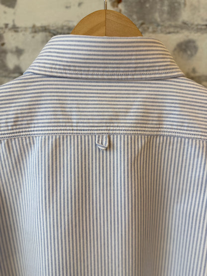 P's Striped Ripped Oxford Shirt - White/Blue Stone Wash - DUNE + SALT