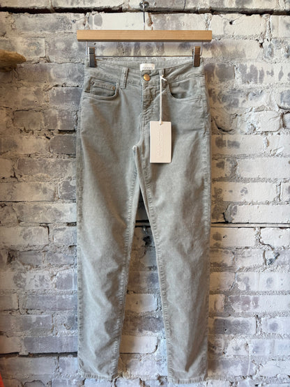 Closed Women's Baker Velvet Pant in Stoneleaf Green, showing the relaxed fit and soft velvet fabric on a woman.