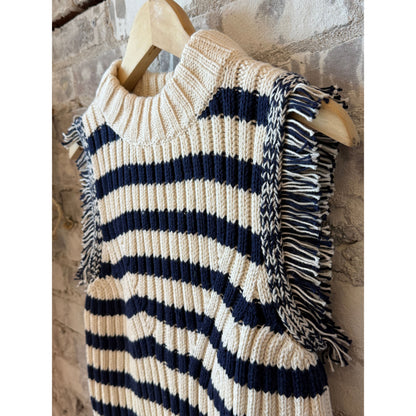 ELEVEN SIX Bria Striped Tank - Ivory/Navy Stripe Gray