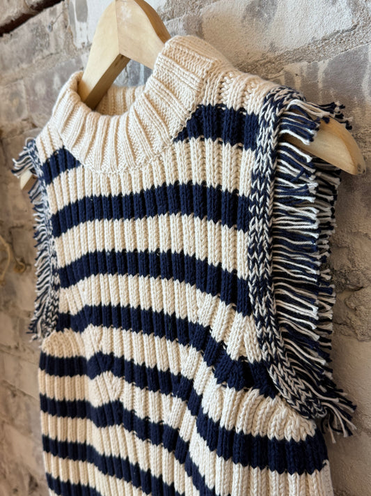 Bria Striped Tank - Ivory/Navy Stripe