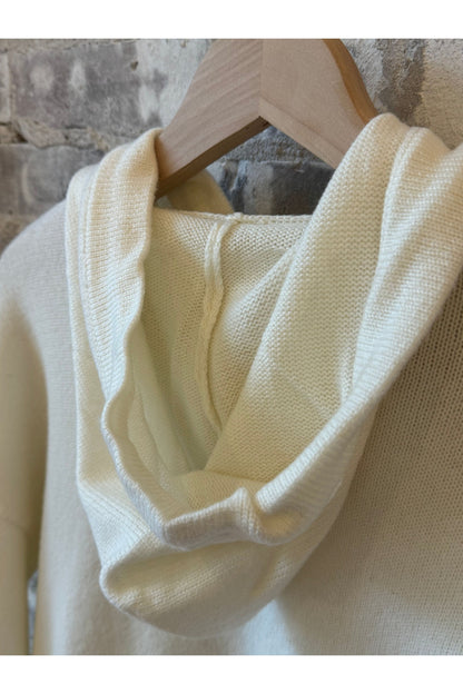 Merino Jersey Knit Loose Hoodie - Ivory - DUNE + SALT