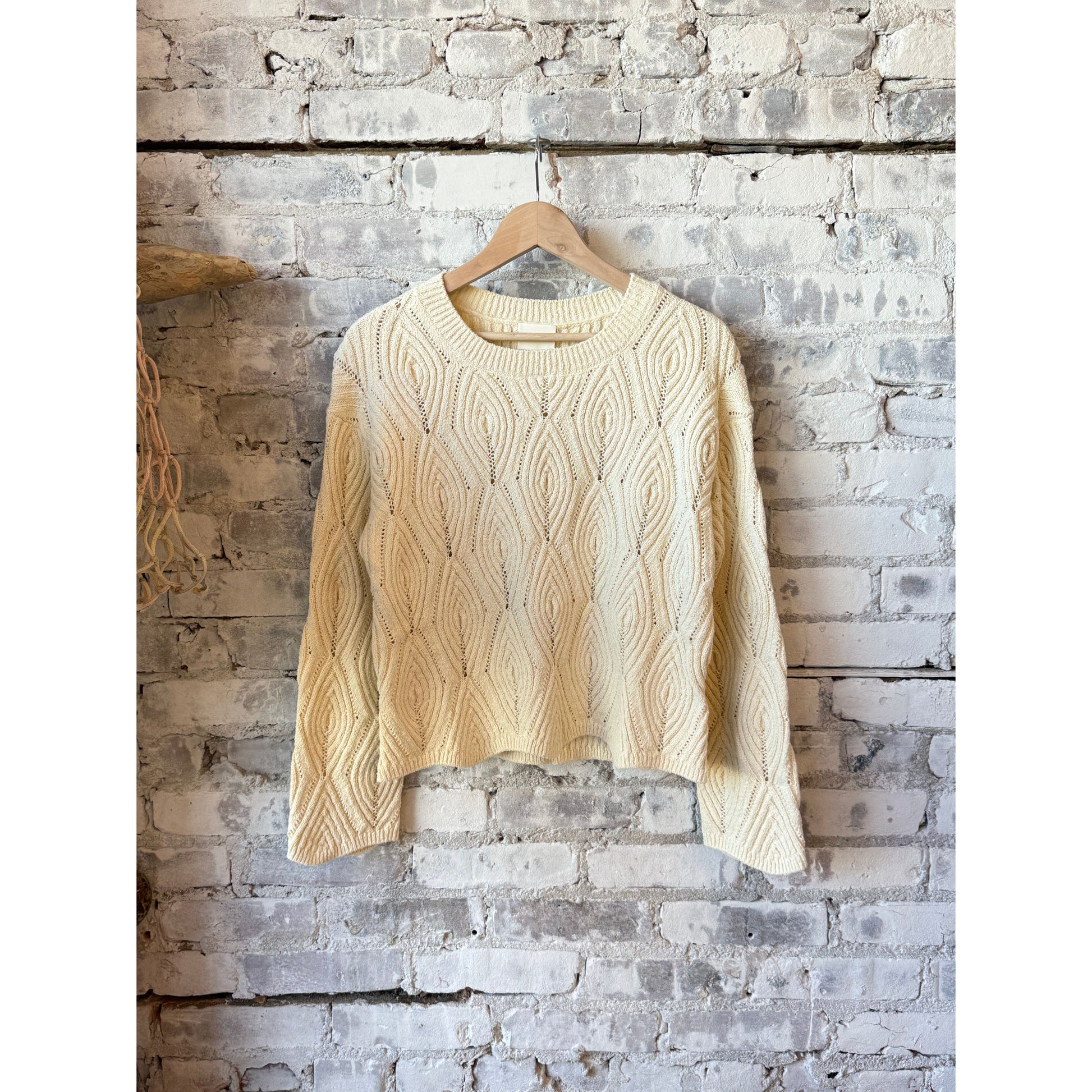 Textured Cotton Crew Sweater - Witherit Beige - DUNE + SALT