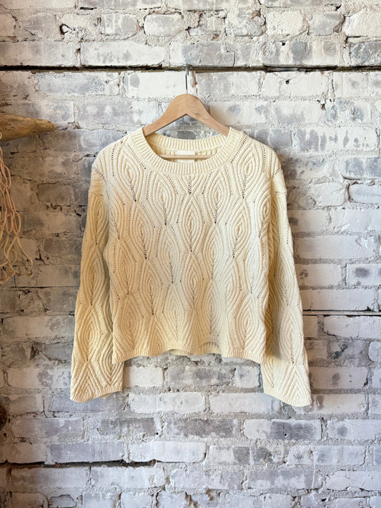 Textured Cotton Crew Sweater - Witherit Beige - DUNE + SALT