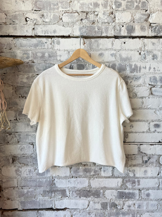 Organic Cotton Terry Semi Relaxed S/S Crewneck - Milk - DUNE + SALT