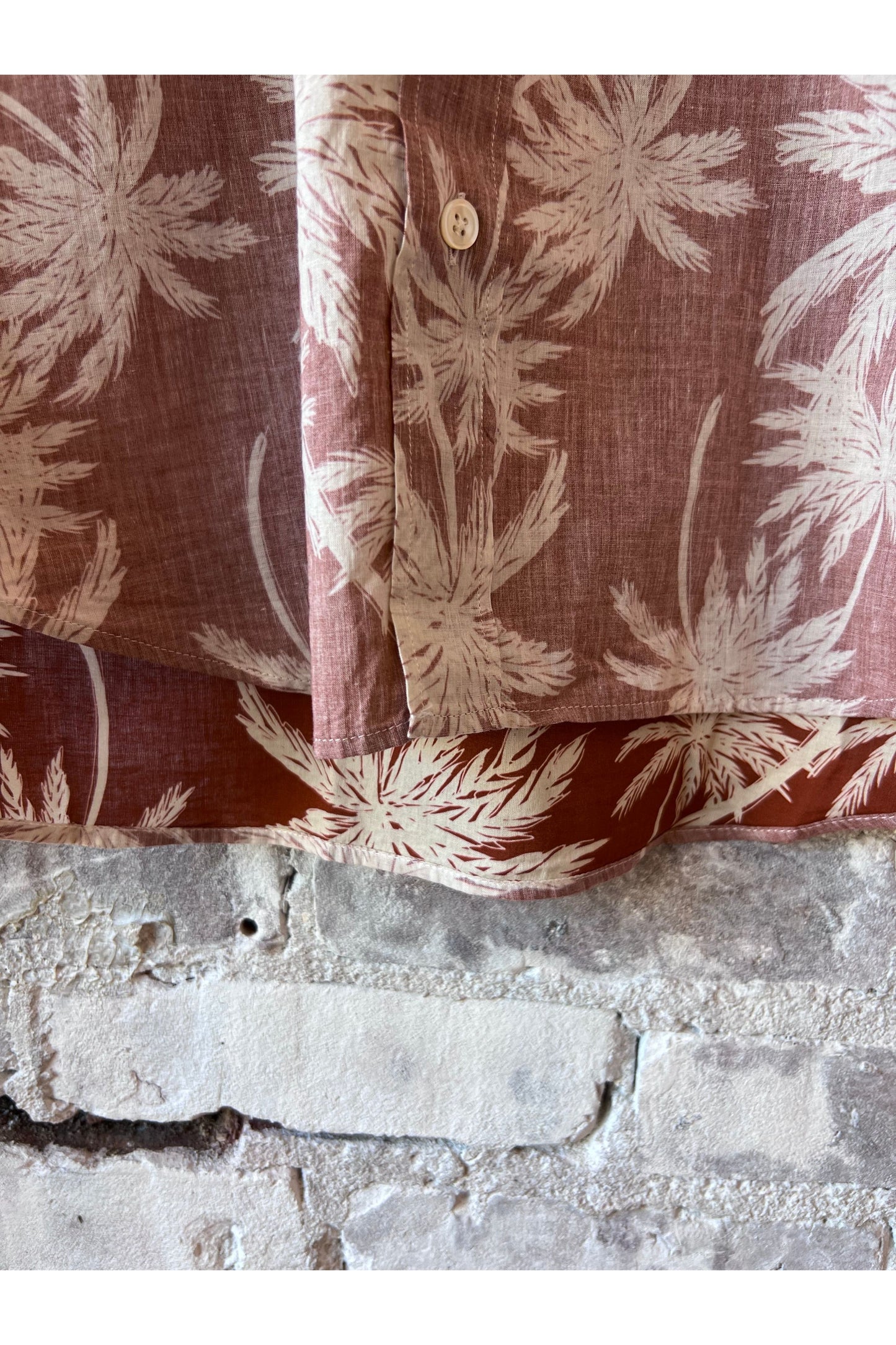 Paul Palm Tree Print Cotton Shirt - Rust - DUNE + SALT