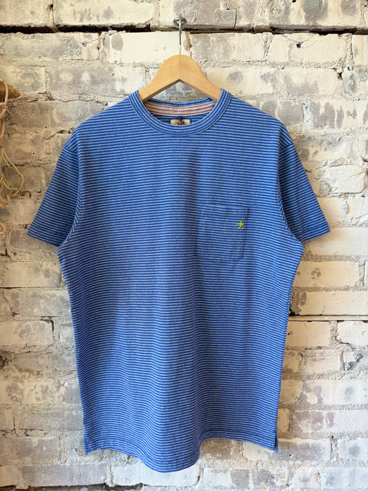 Double Feedstripe Tee - Royal/White