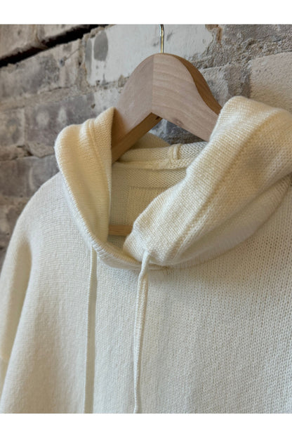 Merino Jersey Knit Loose Hoodie - Ivory - DUNE + SALT
