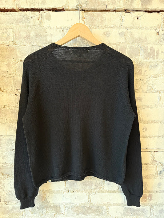 Lightweight Cotton-Cashmere Raglan Sweater - Deep Black - DUNE + SALT