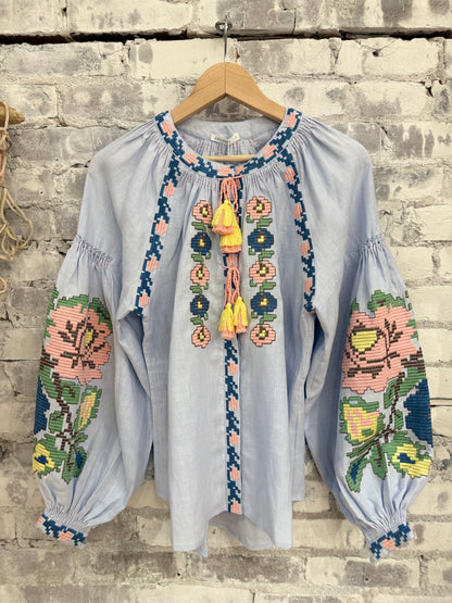 Elysian Whisper Blouse - Light Blue - DUNE + SALT