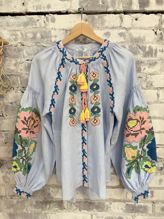 Elysian Whisper Blouse - Light Blue - DUNE + SALT