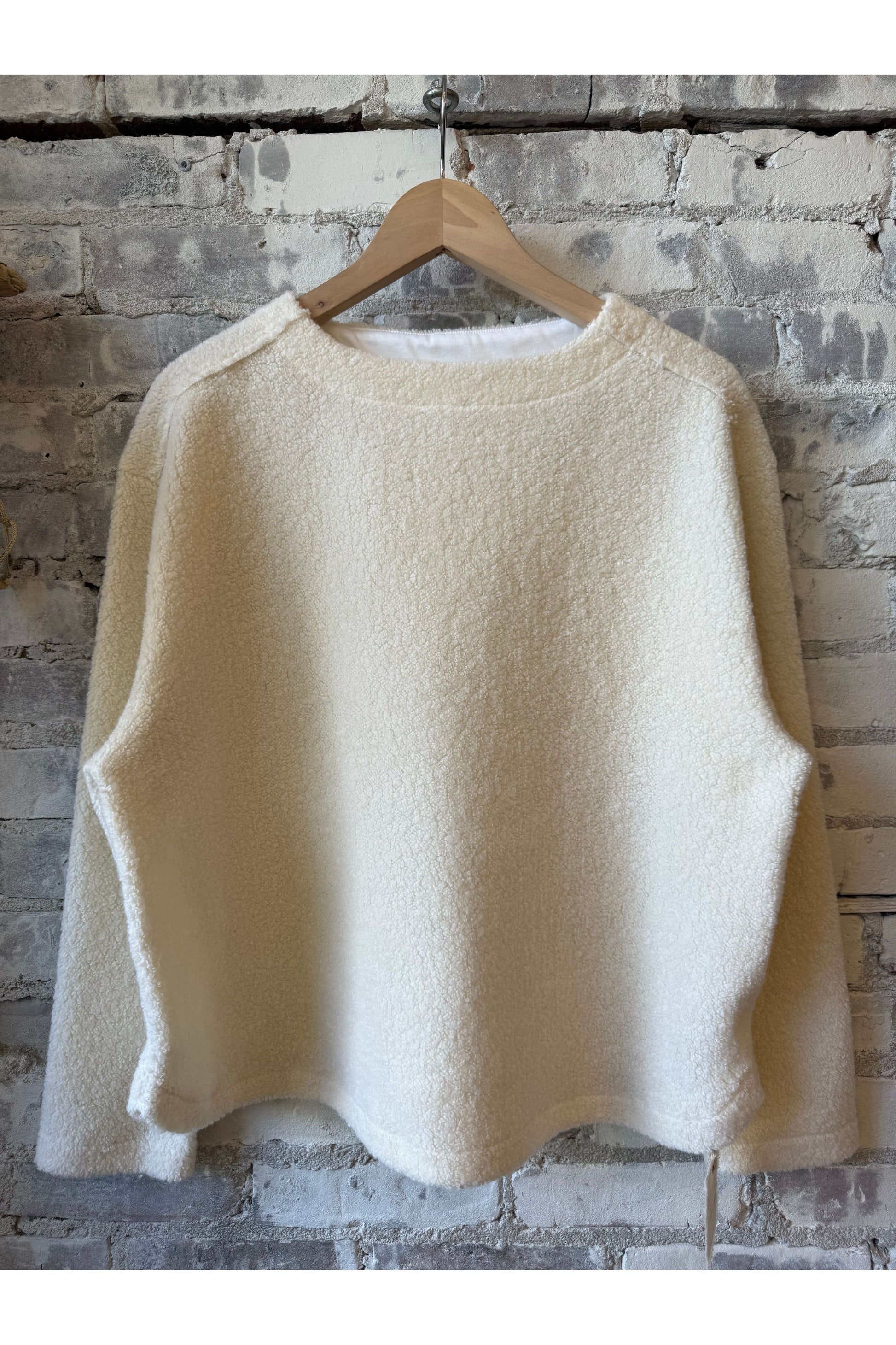 L/S Boat Neck Fleece Pullover - Natural - DUNE + SALT