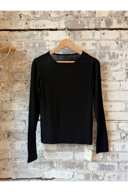 Silk/Cashmere LS Jersey Crew - Black - DUNE + SALT