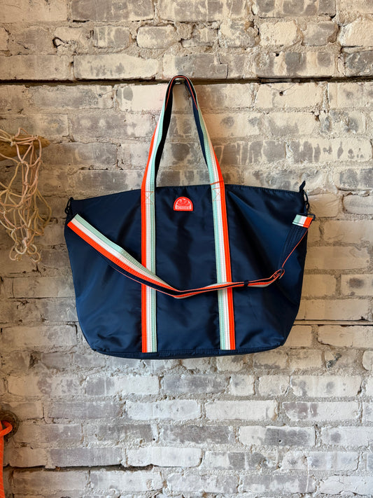 Bon Bag Beach Tote with Rainbow Details - Navy