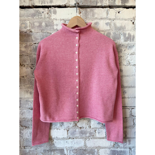 Taylor Cardigan in Cotton Cashmere - Pink Lady - DUNE + SALT