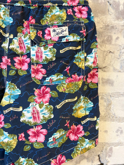 "Aloha" Nylon Woven Swimshort - Navy