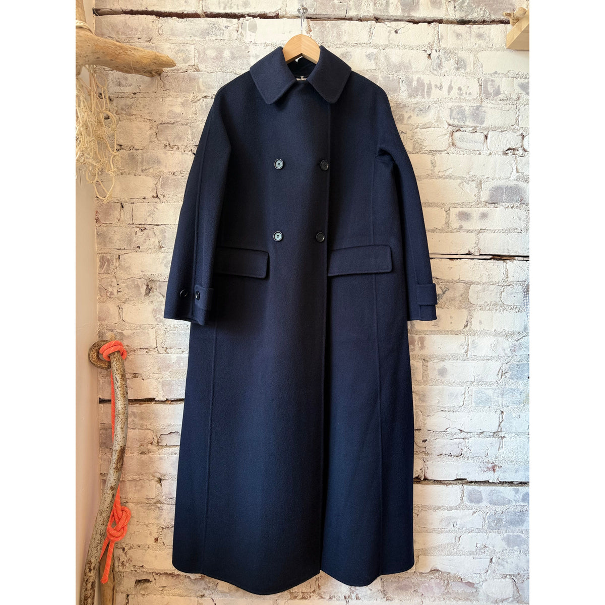 Aspesi Double-Breasted Wool Coat - Blue Black