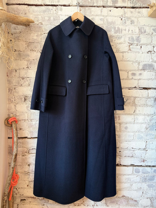 Aspesi Double-Breasted Wool Coat - Blue Black