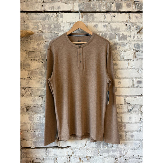 Surfside Supply Sean Super Soft Classic Henley - Camel Heather Dim Gray