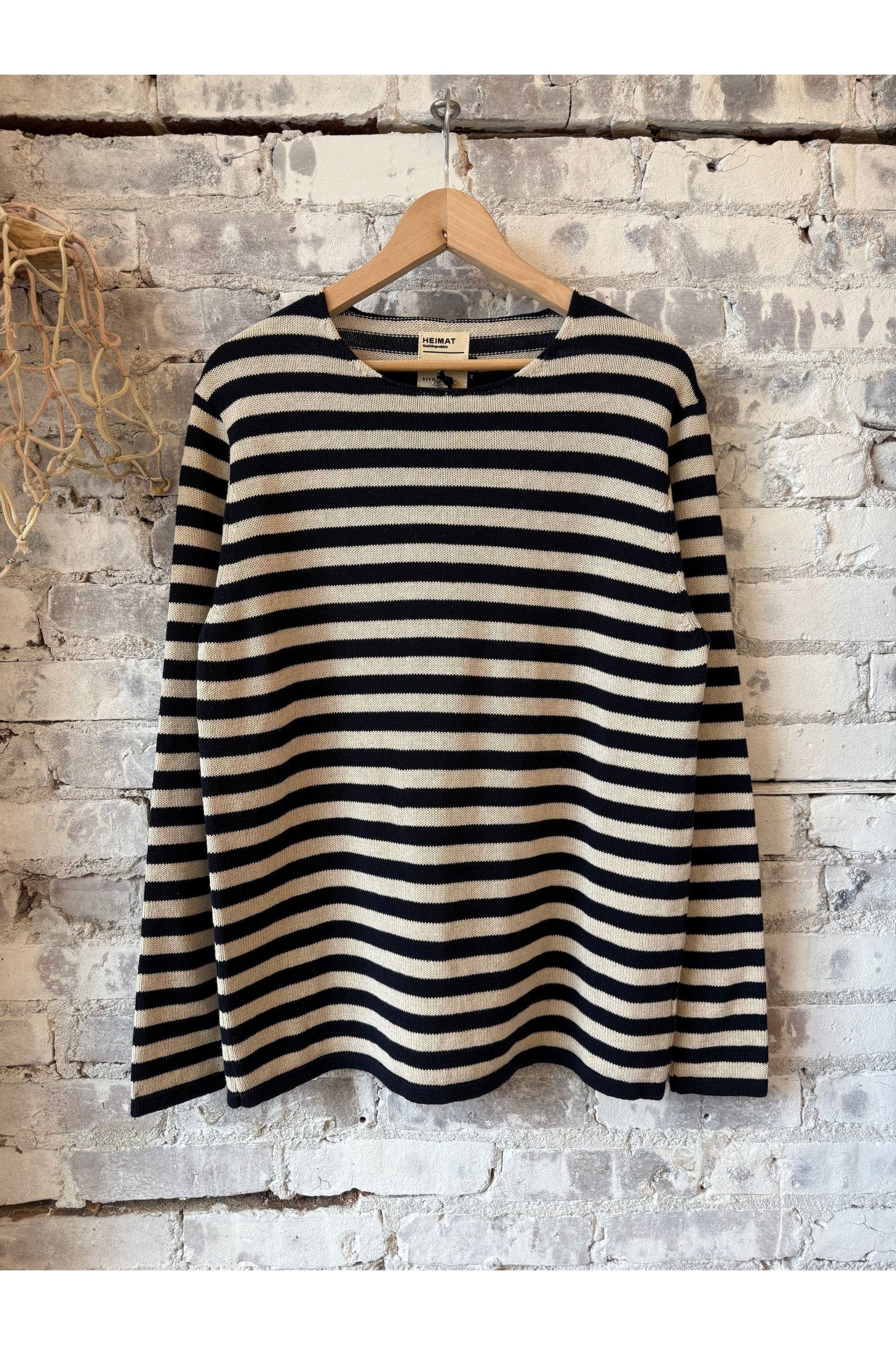Cotton Linen Harbour Jailhouse Sweater - Ink/Seashell - DUNE + SALT