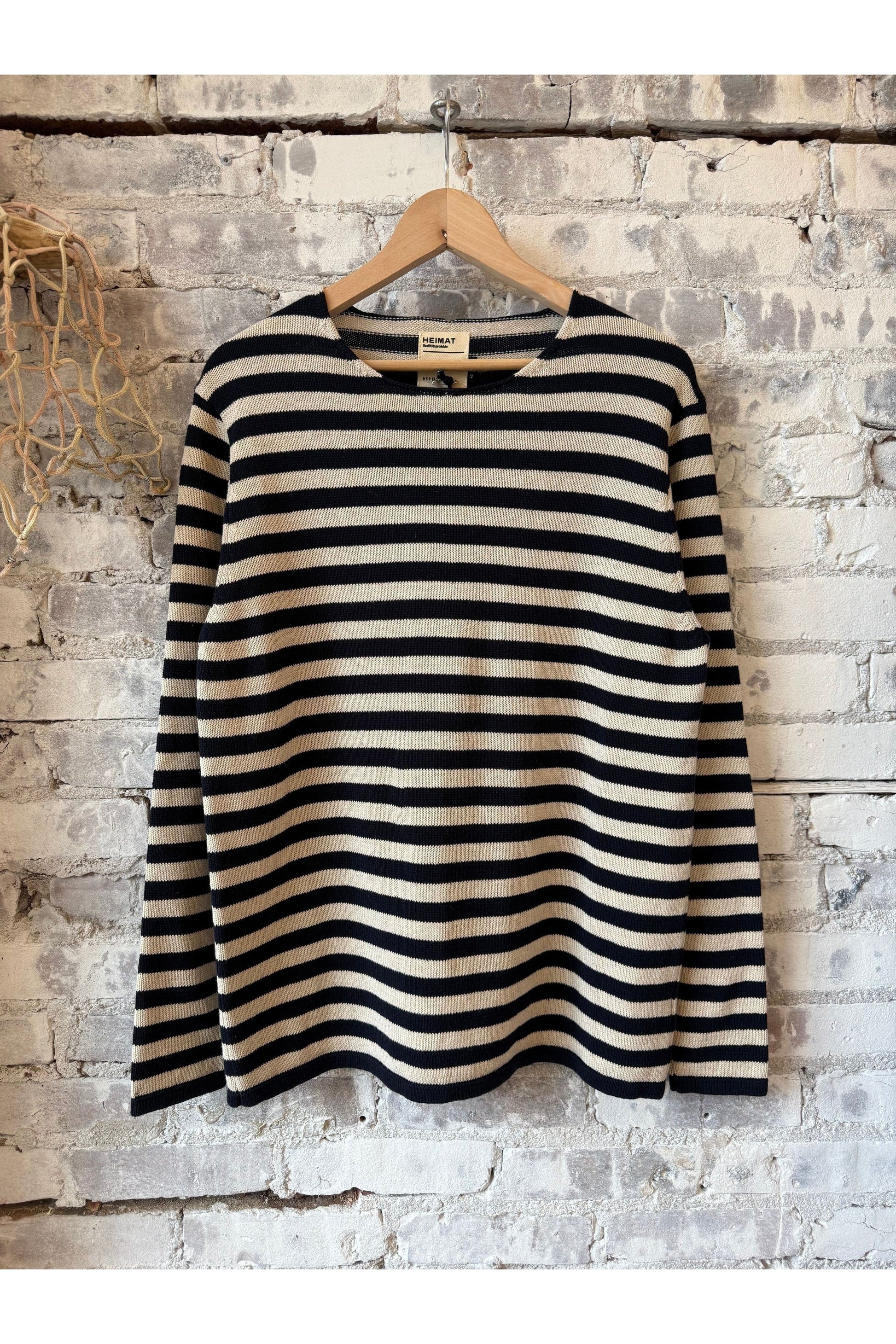 Cotton Linen Harbour Jailhouse Sweater - Ink/Seashell - DUNE + SALT