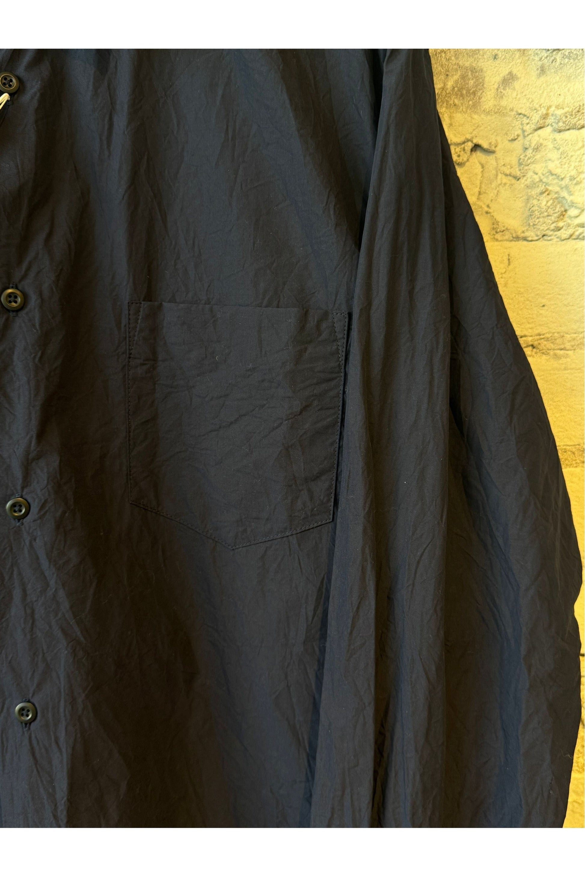 Crinkle Typewriter Regular Collar Shirt - Navy - DUNE + SALT