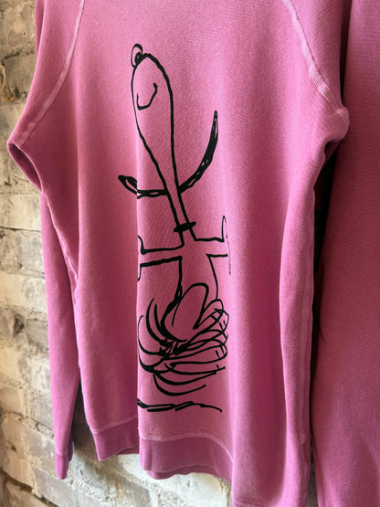 Women's pink Snoopy SuperVintage Yumm Raglan shirt by Freecity featuring Snoopy graphic on soft fabric.