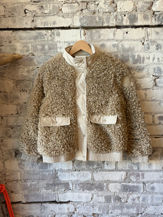 Save The Duck Valery Faux Fur Bomber Jacket - Rainy Beige Dim Gray