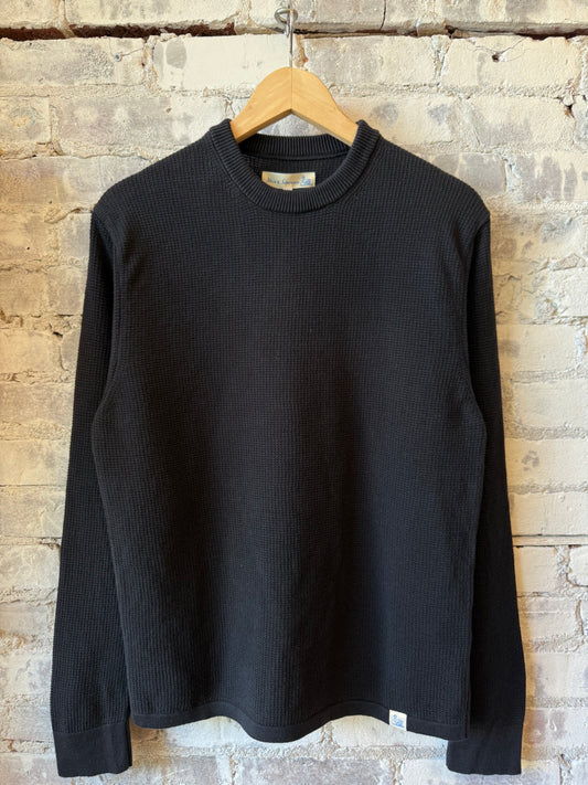 Merz B. Schwanen Lightweight Waffle Knit Sweater - Charcoal Dark Slate Gray